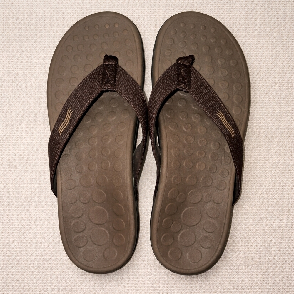 Vionic 44 Wave Orthotic Flip Flops Brown Unisex Sandals Women’s 9 Men’s 8 - Picture 2 of 6